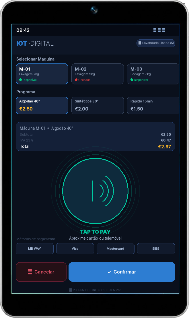 Nexgo EF20 POS payment terminal for laundromats